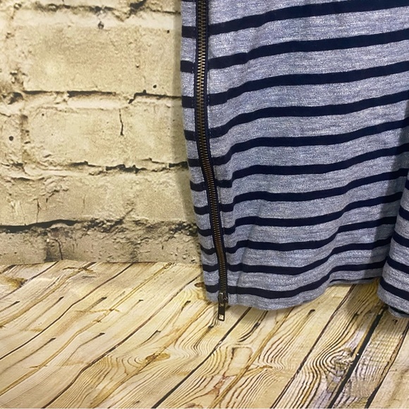 J.Crew Striped Side Zip T-Shirt Dress Heather Blue Casual - Picture 4 of 7
